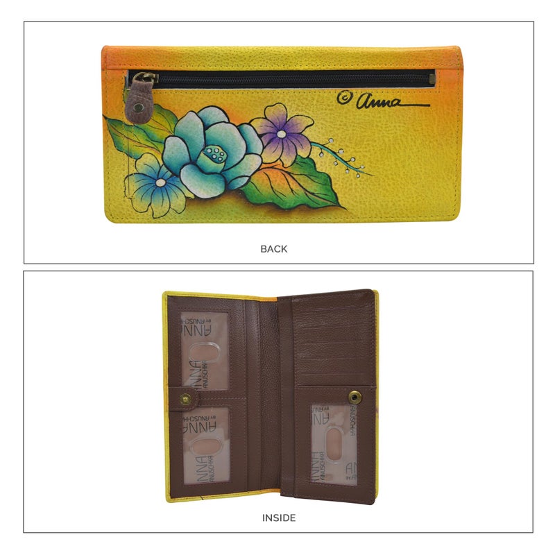 Anna by Anuschka Women's Genuine Leather Hand Painted Clutch Wallet - Tropical Bouquet Yellow - Image 3